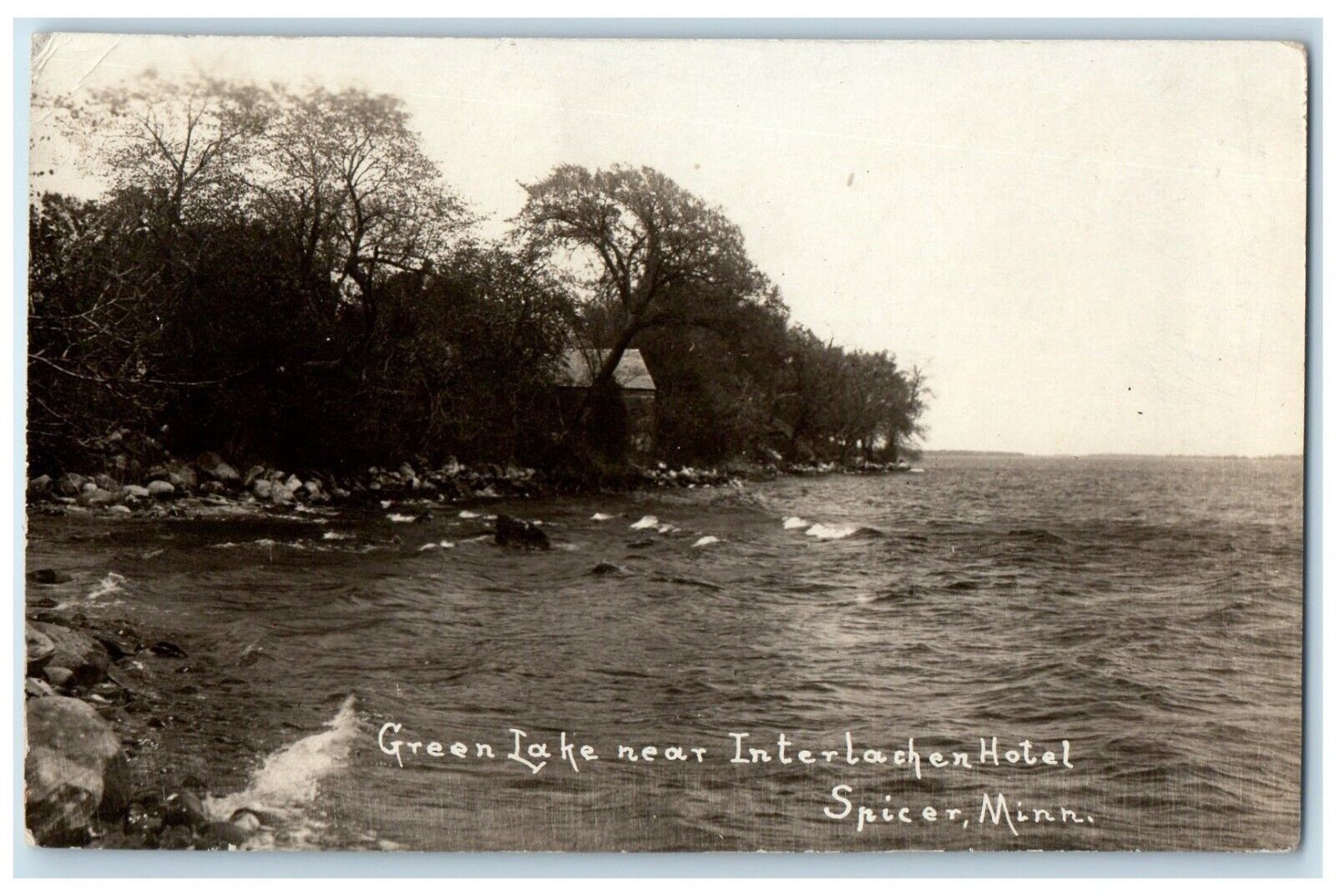 c1910\'s Green Lake Near Interlachen Hotel Spicer Minnesota RPPC Photo Postcard
