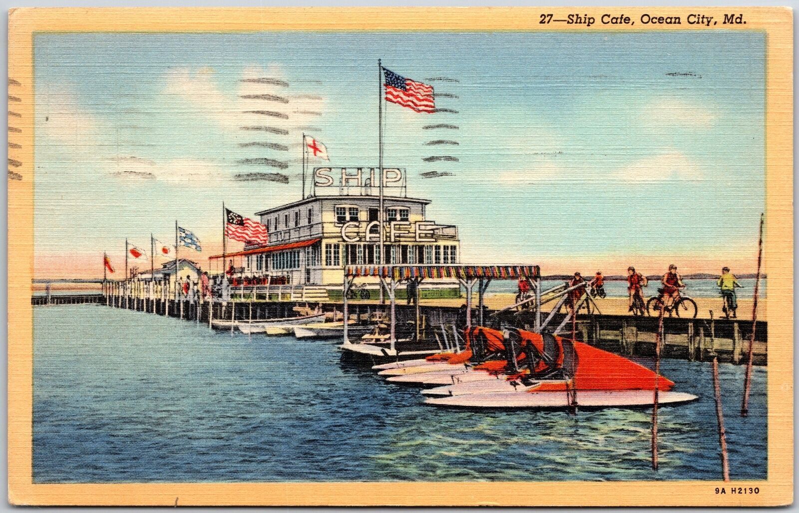 1951 Ship Cafe Ocean City Maryland MD Floating Restaurant Posted Postcard