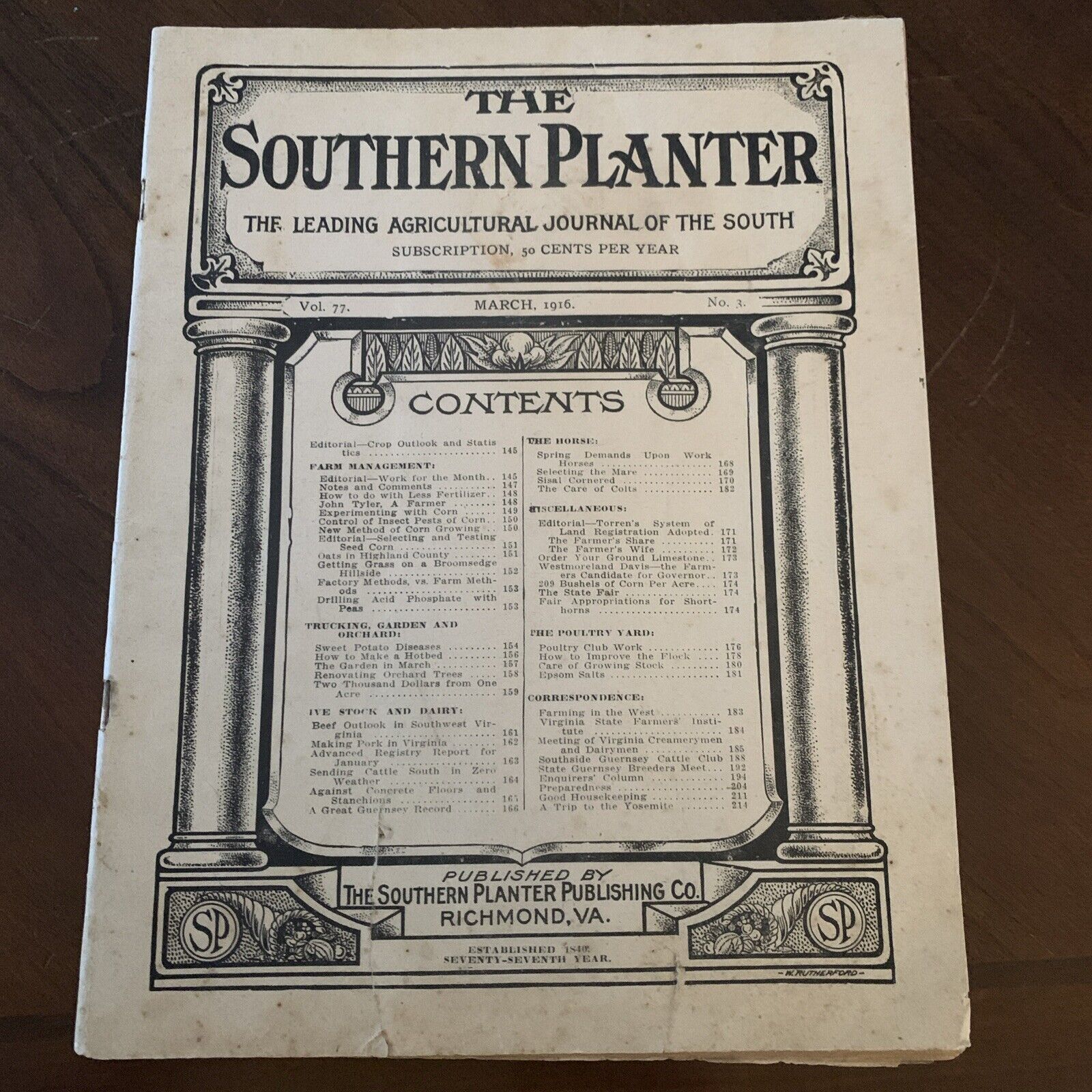 March 1916 The Southern Planter Farm Agricultural Journal Collectible Magazine