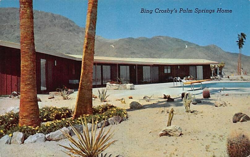 Postcard CA:  Residence of Bing Crosby, Palm Springs, Posted 1956