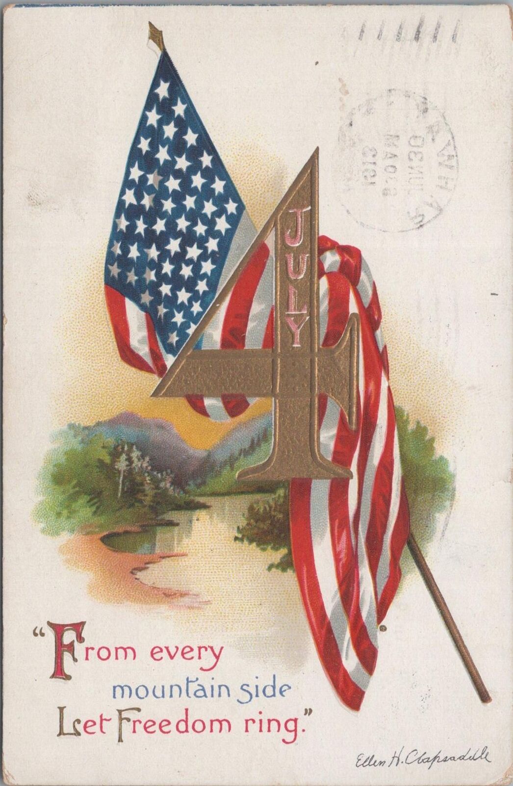 Patriotic Postcard Ellen Clapsaddle Fourth of July 1913