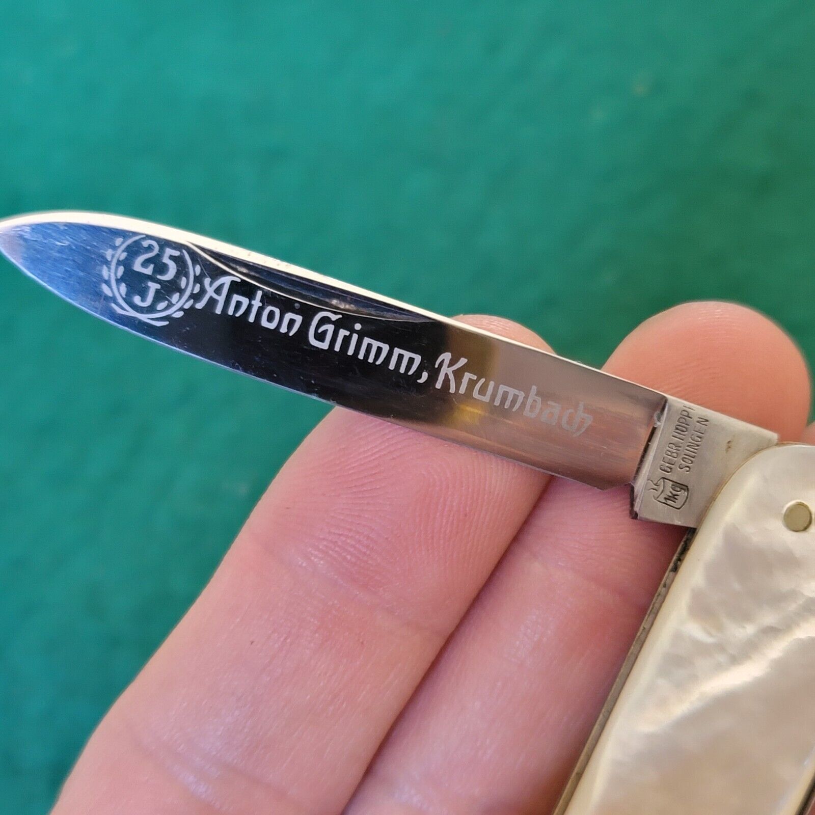 Old Vintage Antique Gebr Hoppe Germany Gents Pearl Manicure Pen Pocket Knife 