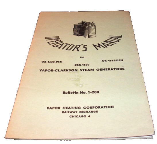 1948 VAPOR-CLARKSON STEAM GENERATOR MANUAL 