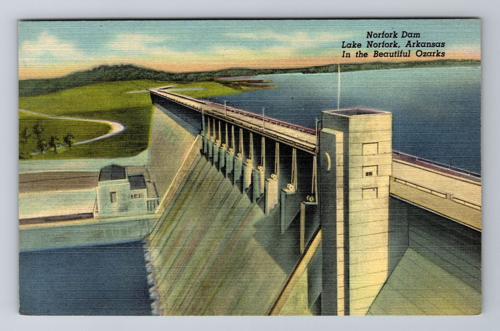 Norfork AR-Arkansas, Norfork Dam And Lake Norfork, Antique, Vintage Postcard