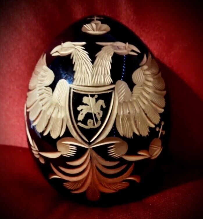 St Petersburg Russian Cobalt Blue And Gold Fabergé Style Glass Egg