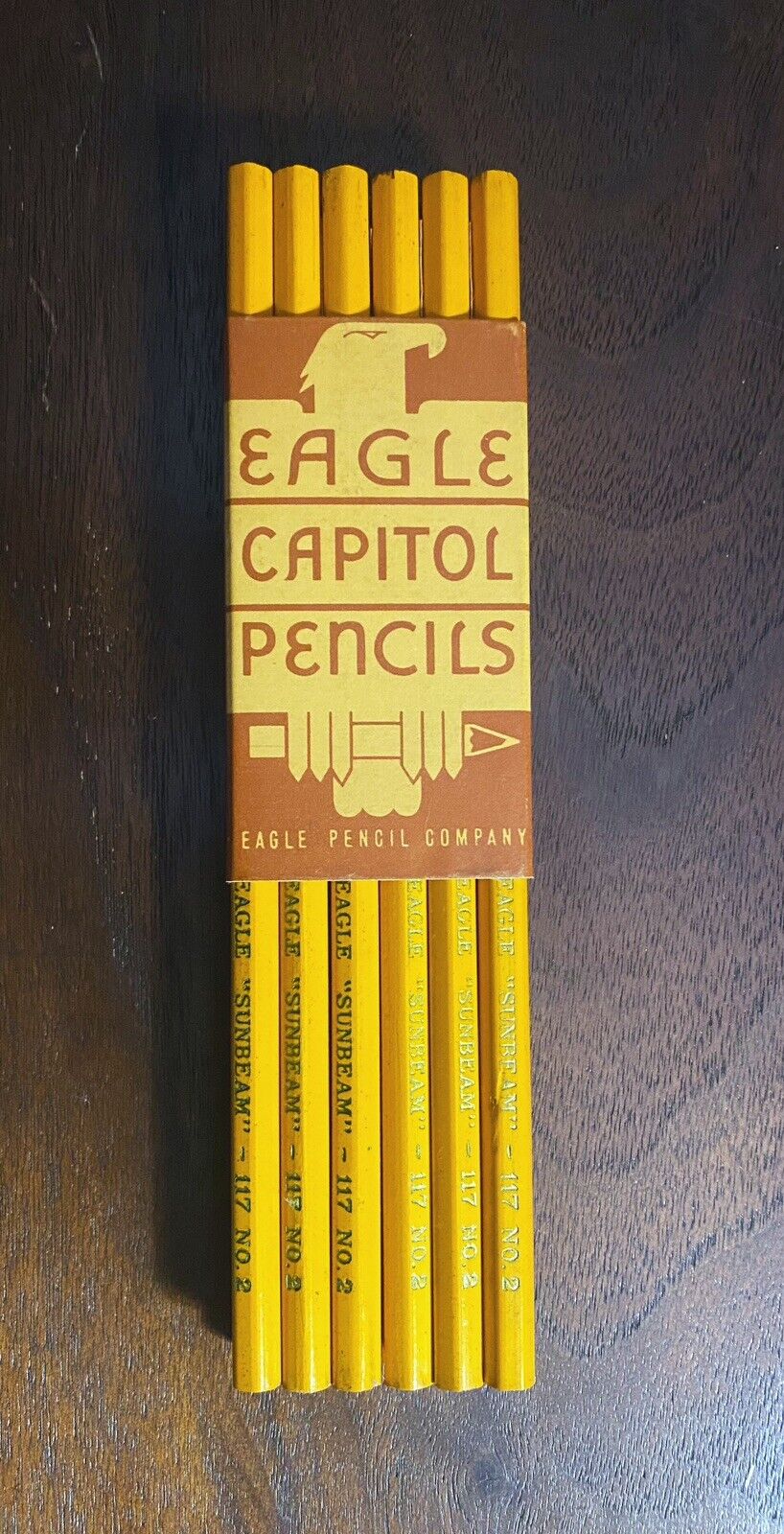 Vintage Eagle Pencils Sunbeam 117 Yellow Hex Double Ended
