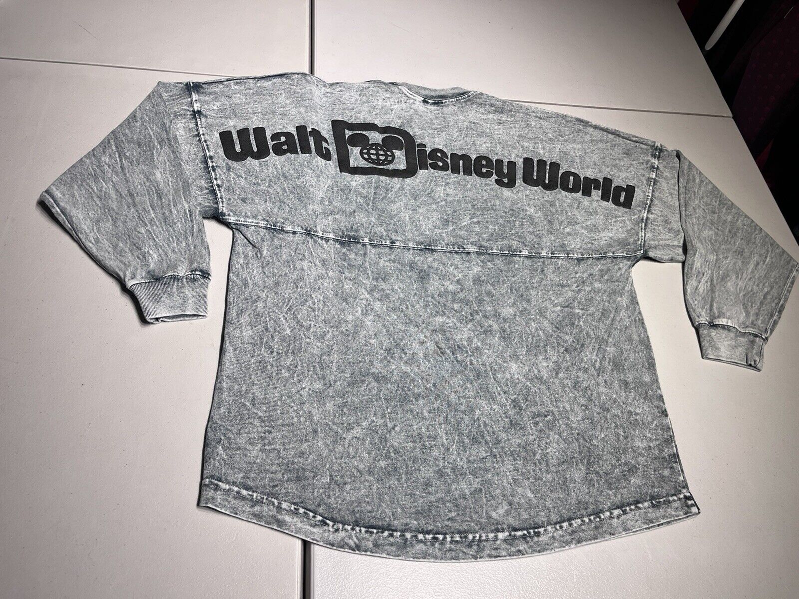 Disney Spirit Jersey Men's Small Stone Wash Gray Black Top Sweatshirt Shirt