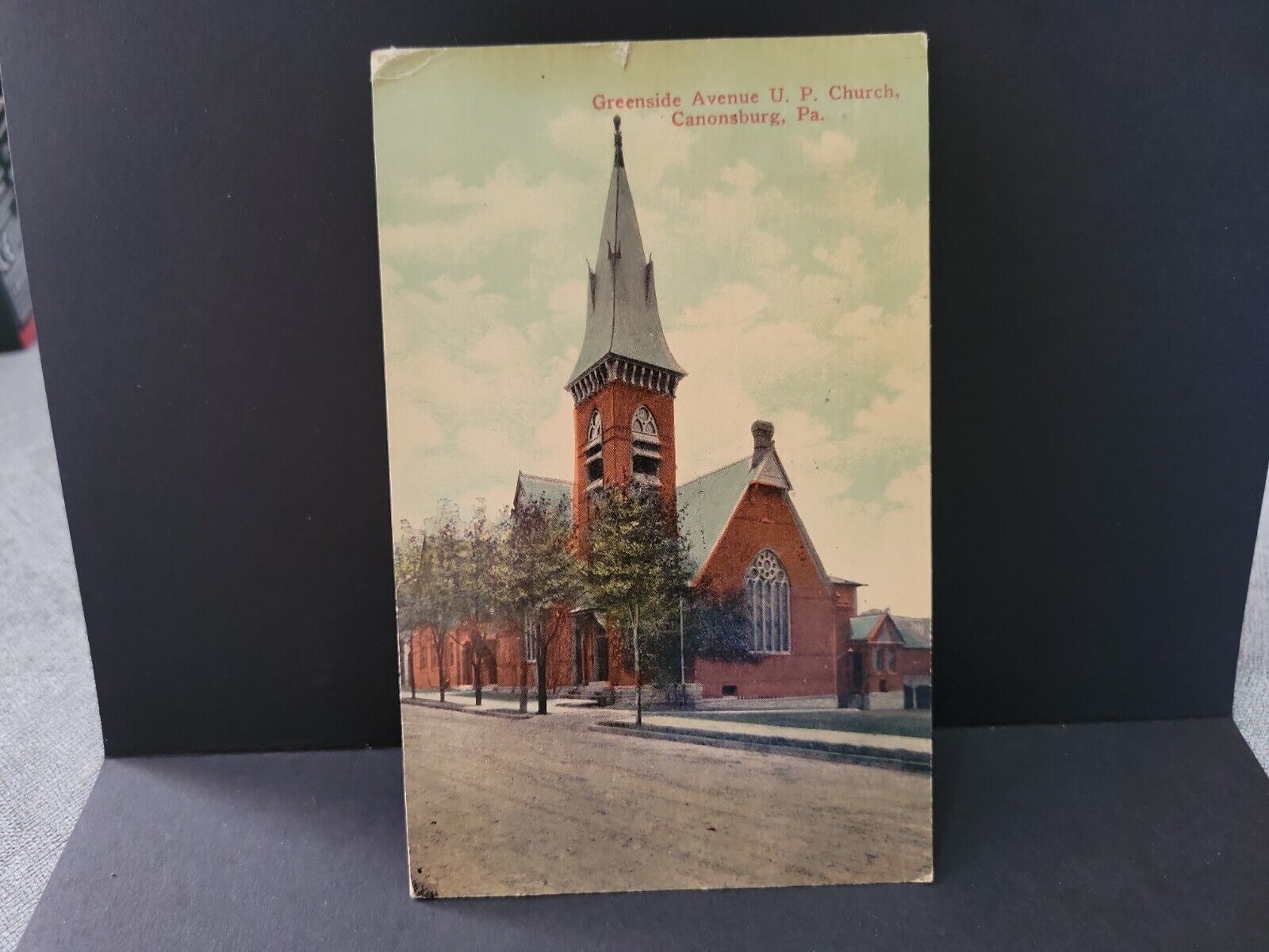 1915 Cannonsburg PA GREENSIDE AVENUE U P PRESBYTERIAN CHURCH Postcard 