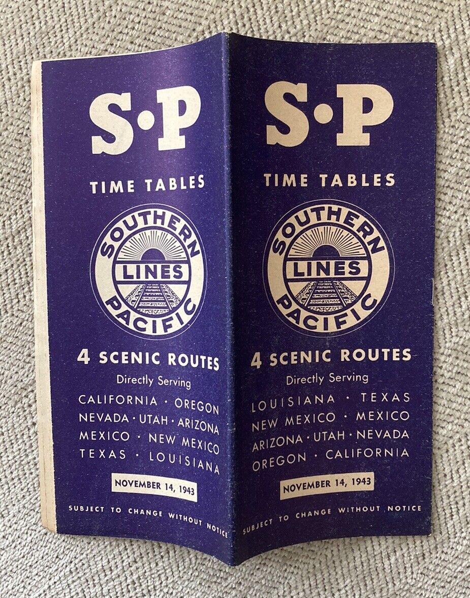 Southern Pacific 11/14/43 WWII Condensed Public Timetable