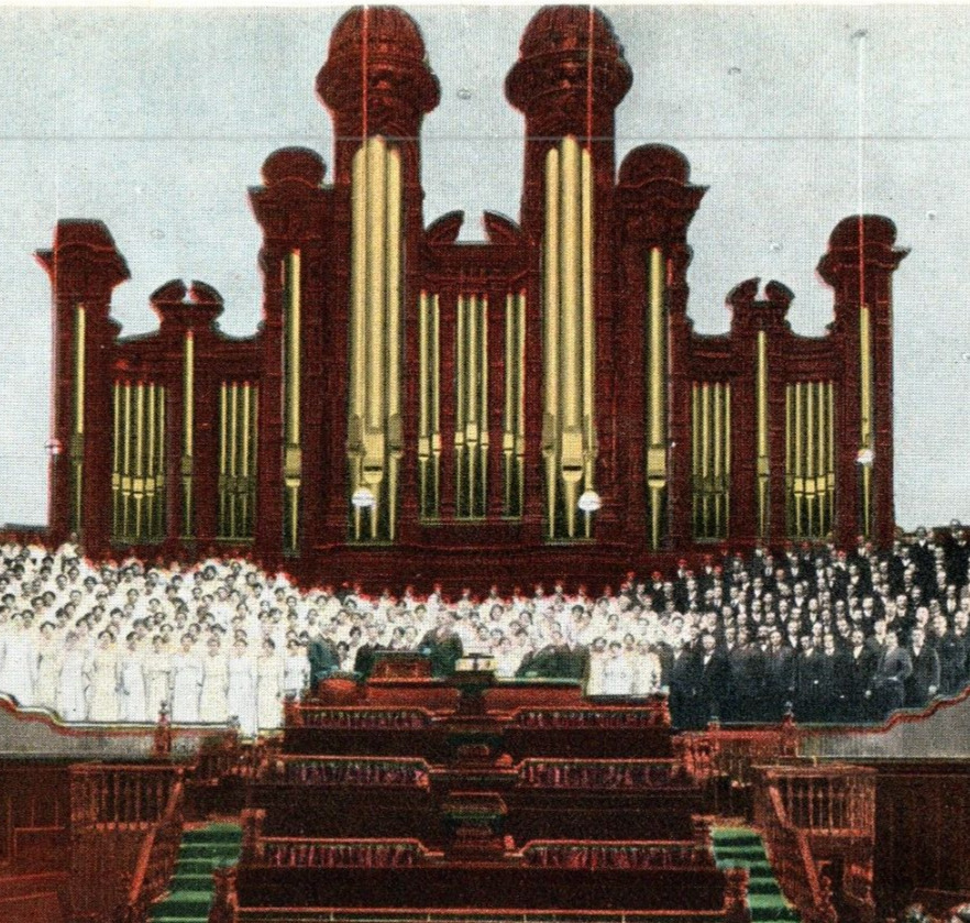 Inside View Great Mormon Tabernacle Organ Choir  Salt Lake City Utah Postcard A9