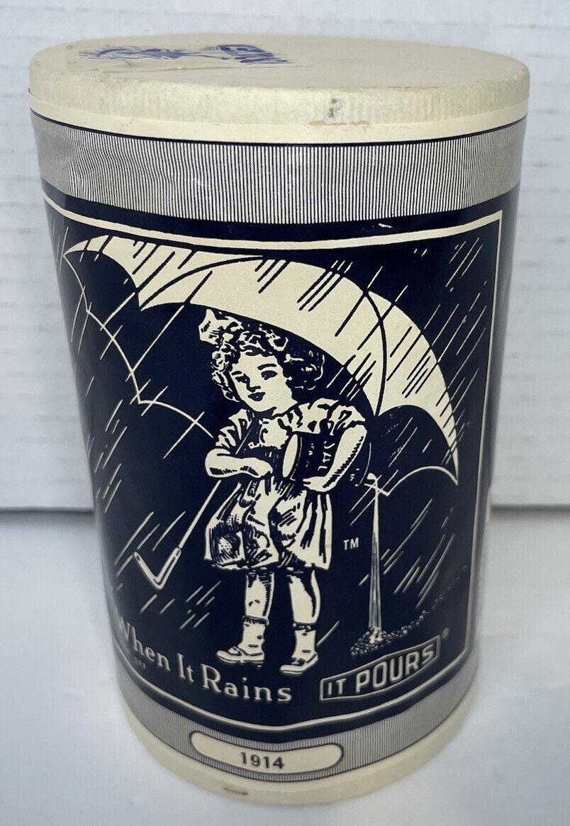 Vintage Morton Iodized Salt “When It Rains It Pours” 1 Lb 10oz Sealed 1914