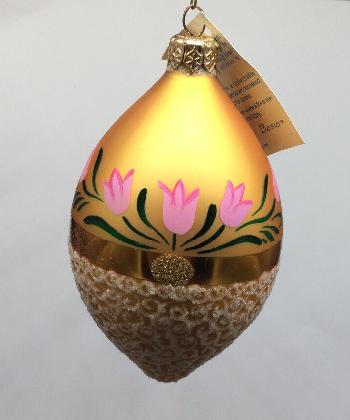 Basia of New York Easter Tulips & Lace Egg Ornament w/tag from Ko-Ko-Na-Mi & Co