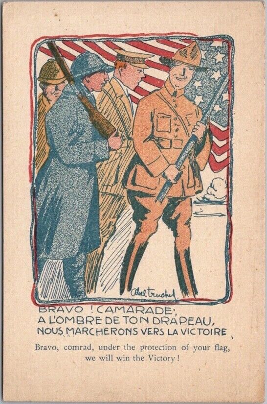 Vintage 1910s WWI / French Patriotic Postcard \