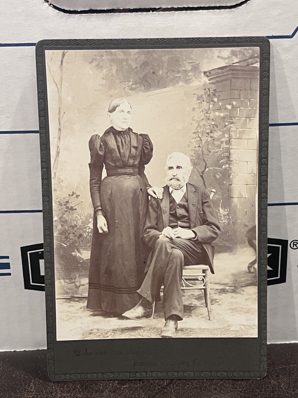 c1880 Dapper Man & Woman Elder Couple Wittenberg Wisconsin WI Cabinet Card