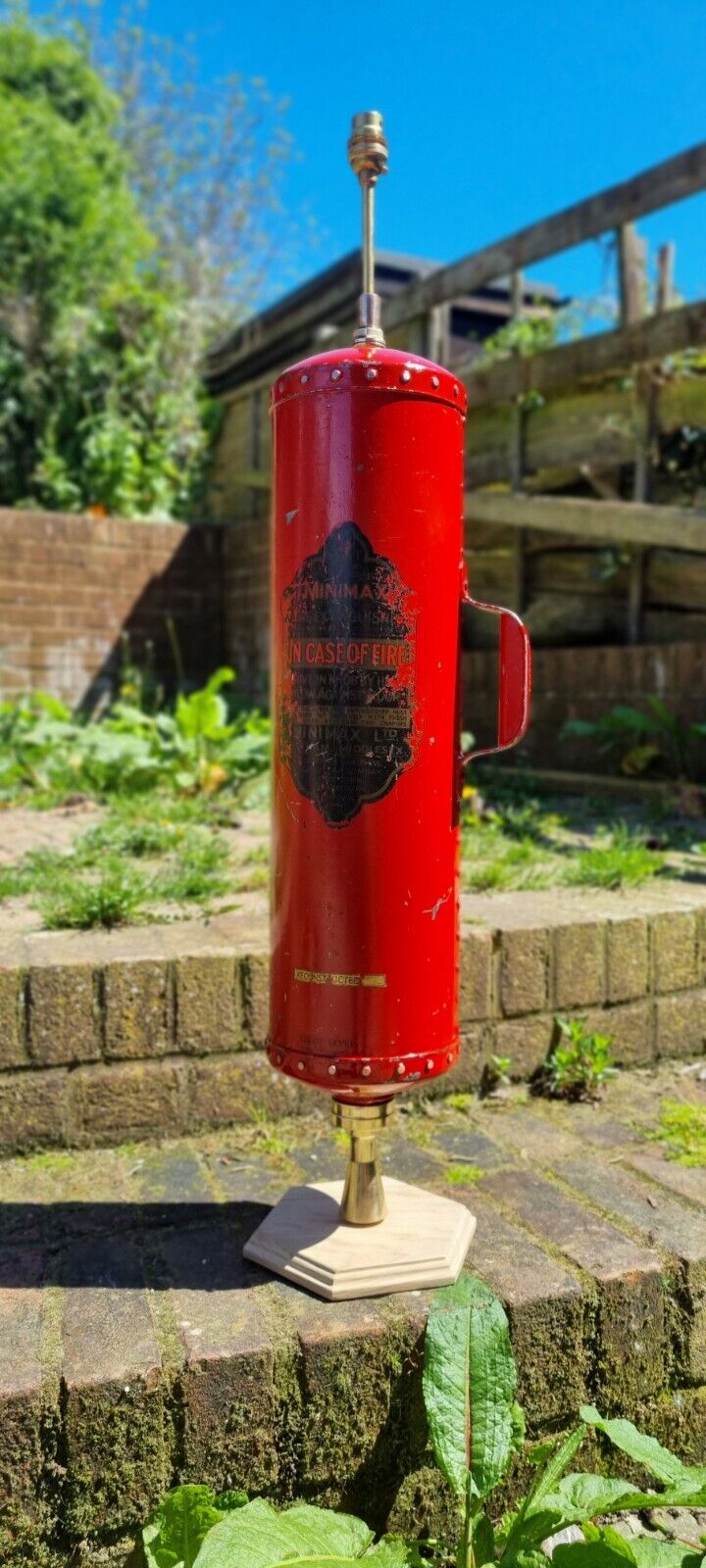 🔥 Vintage Minimax Fire Extinguisher Art Deco Lamp Fire Brigade History 🔥 
