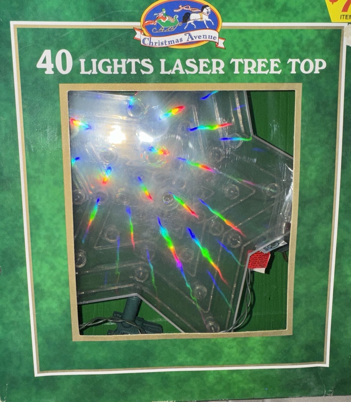 Vintage Star 40 Lights Laser Tree Top Christmas Avenue in Box