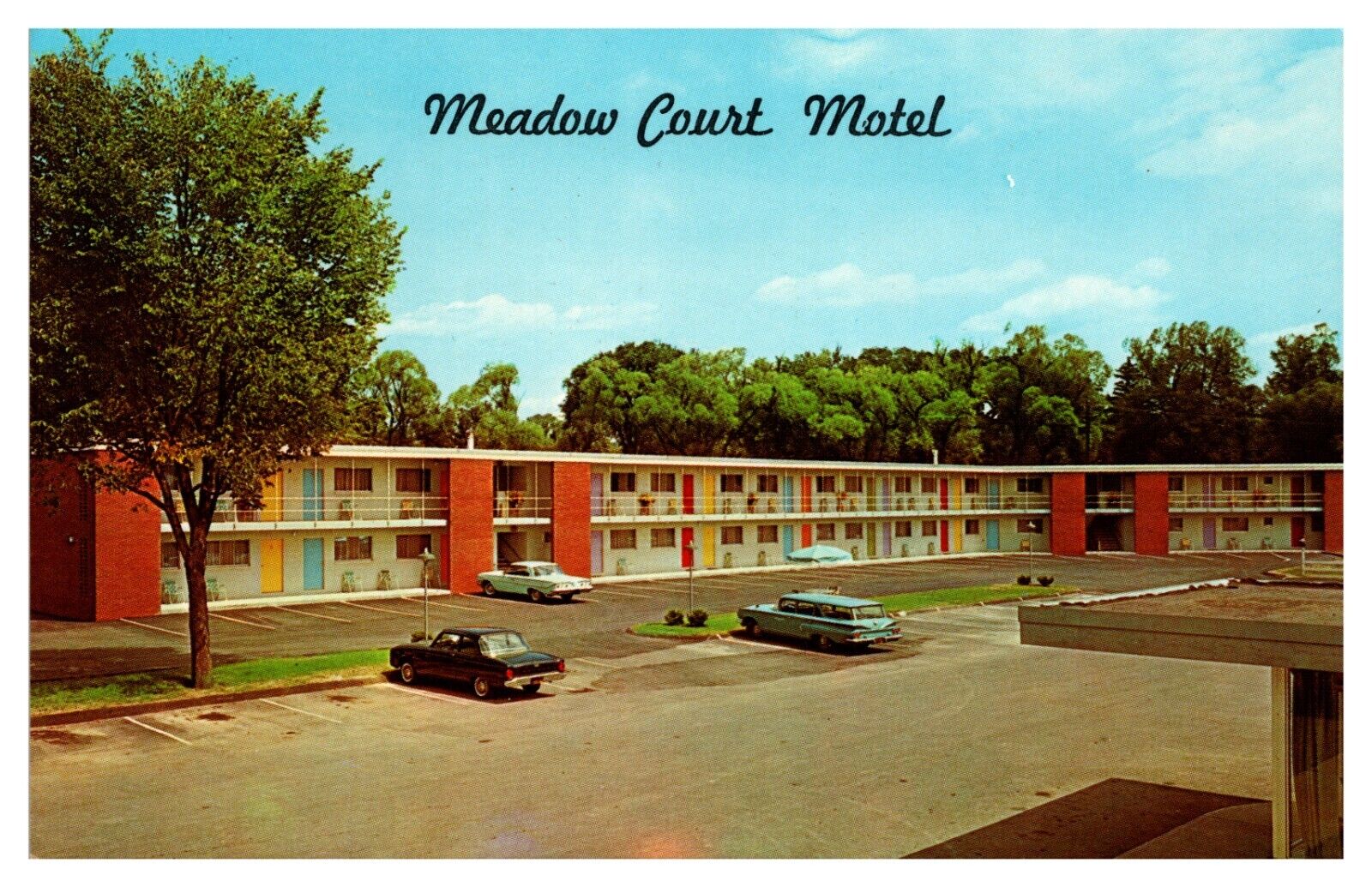 Meadow Court Motel Ithaca New York NY Retro Classic Cars Advertising Postcard