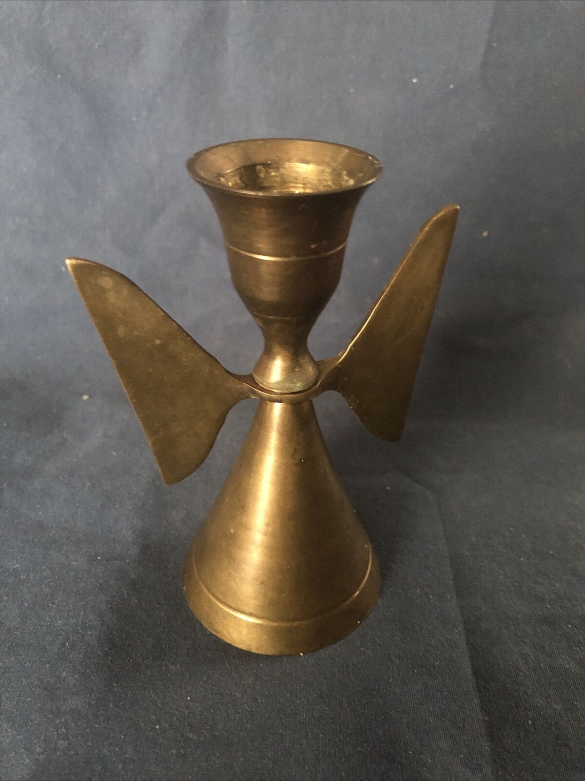 MCM From India, Angel Figure Solid Brass Candle Holder With Removable Wings