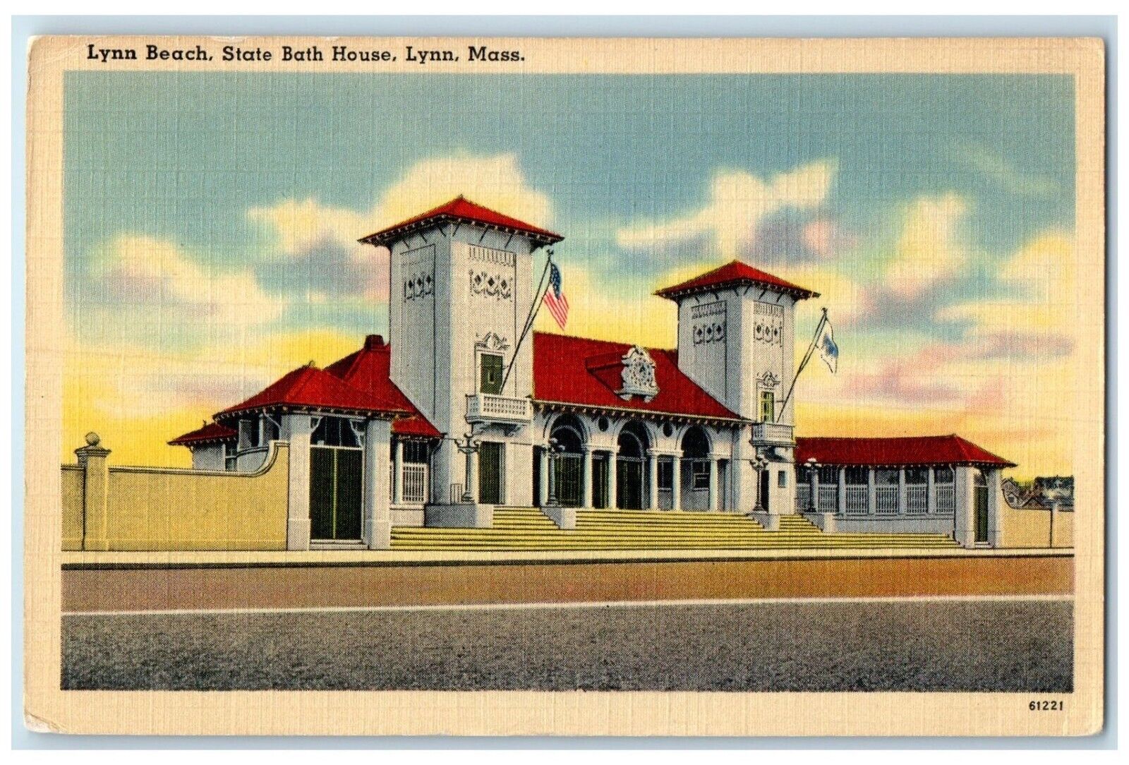 1950 Lynn Beach State Bath House Building Lynn Massachusetts MA Vintage Postcard