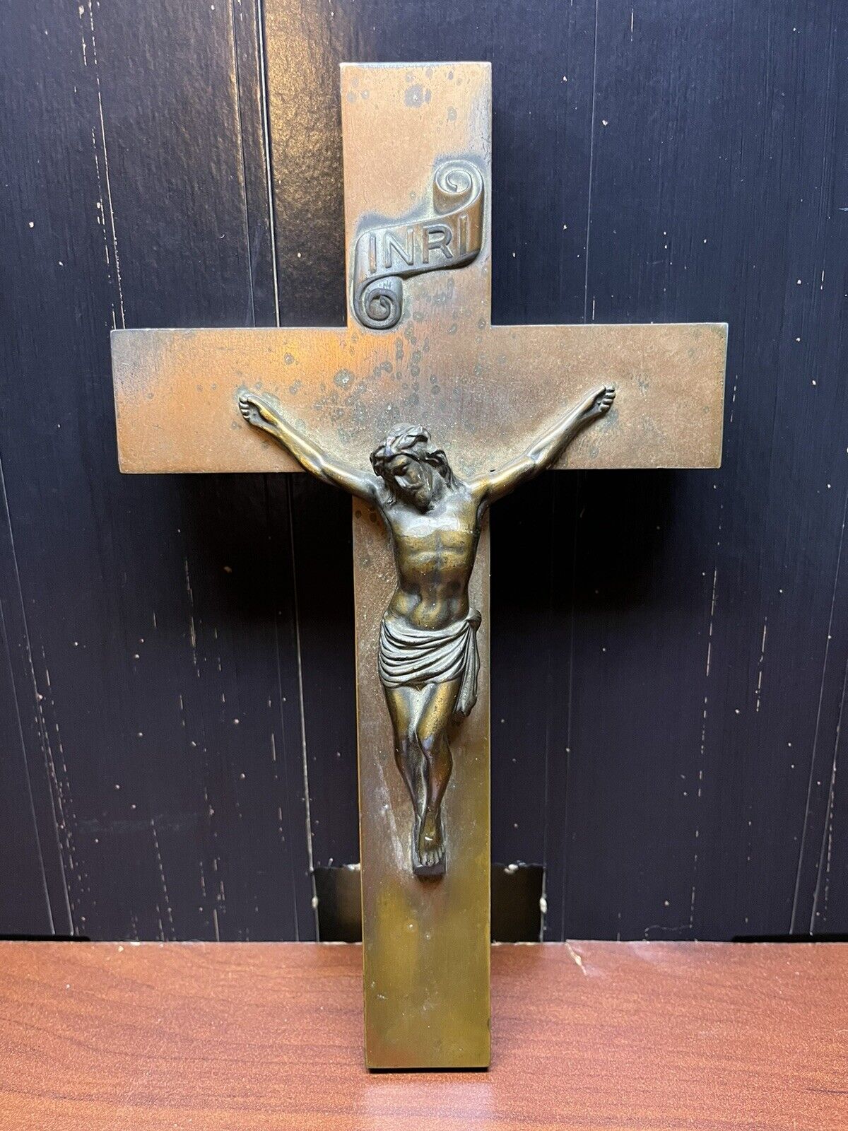 Vintage Metal Crucifix Cross INRI 10