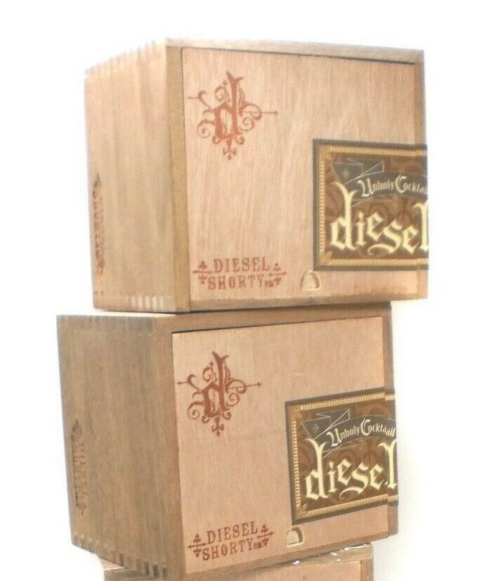3 Good-Looking Dovetailed UNHOLY COCKTAIL DIESEL SHORTY CIGAR BOXES, Sliding Lid