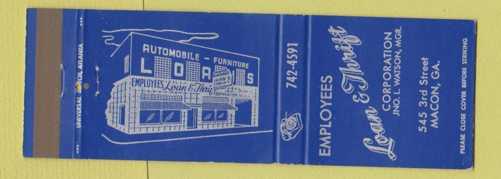 Matchbook Cover - Employees Loan and Thrift Corp Macon GA