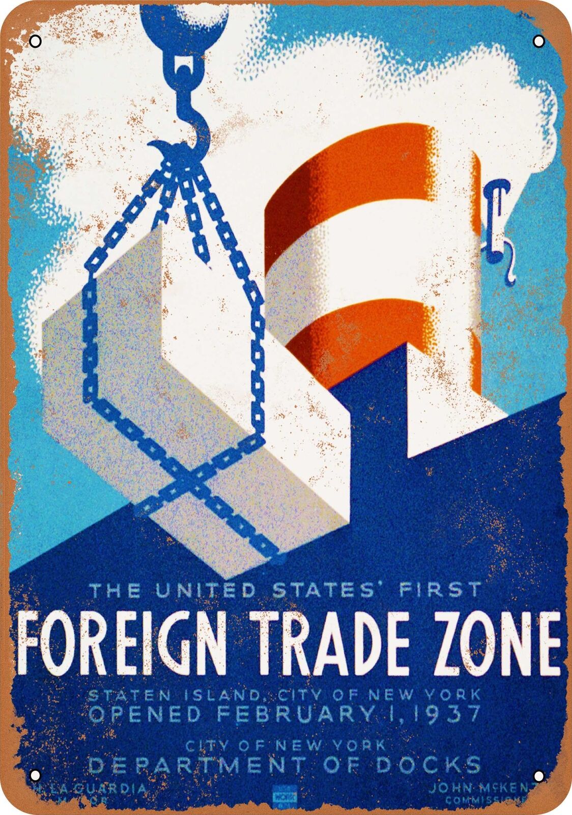 Metal Sign - Foreign Trade Zone -- Vintage Look