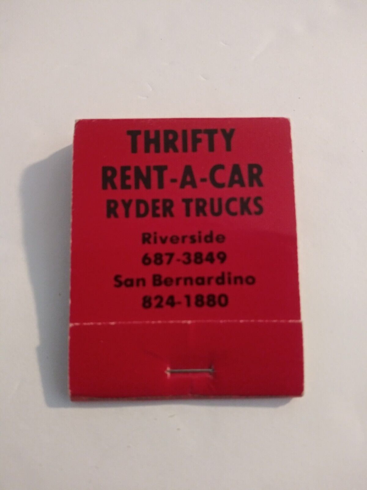 Vintage Matches From Thrifty Rent-A-Car Ryder Trucks San Bernardino California