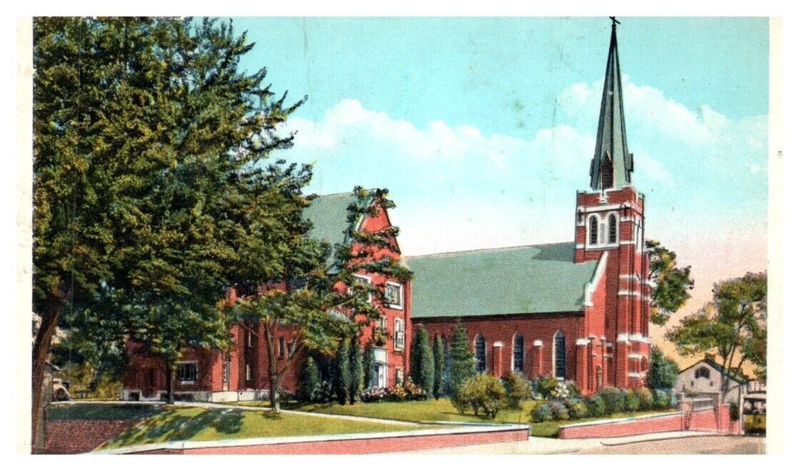 ST. MARY\'S CHURCH and PARISH HOUSE Kingston, NY - Postcard