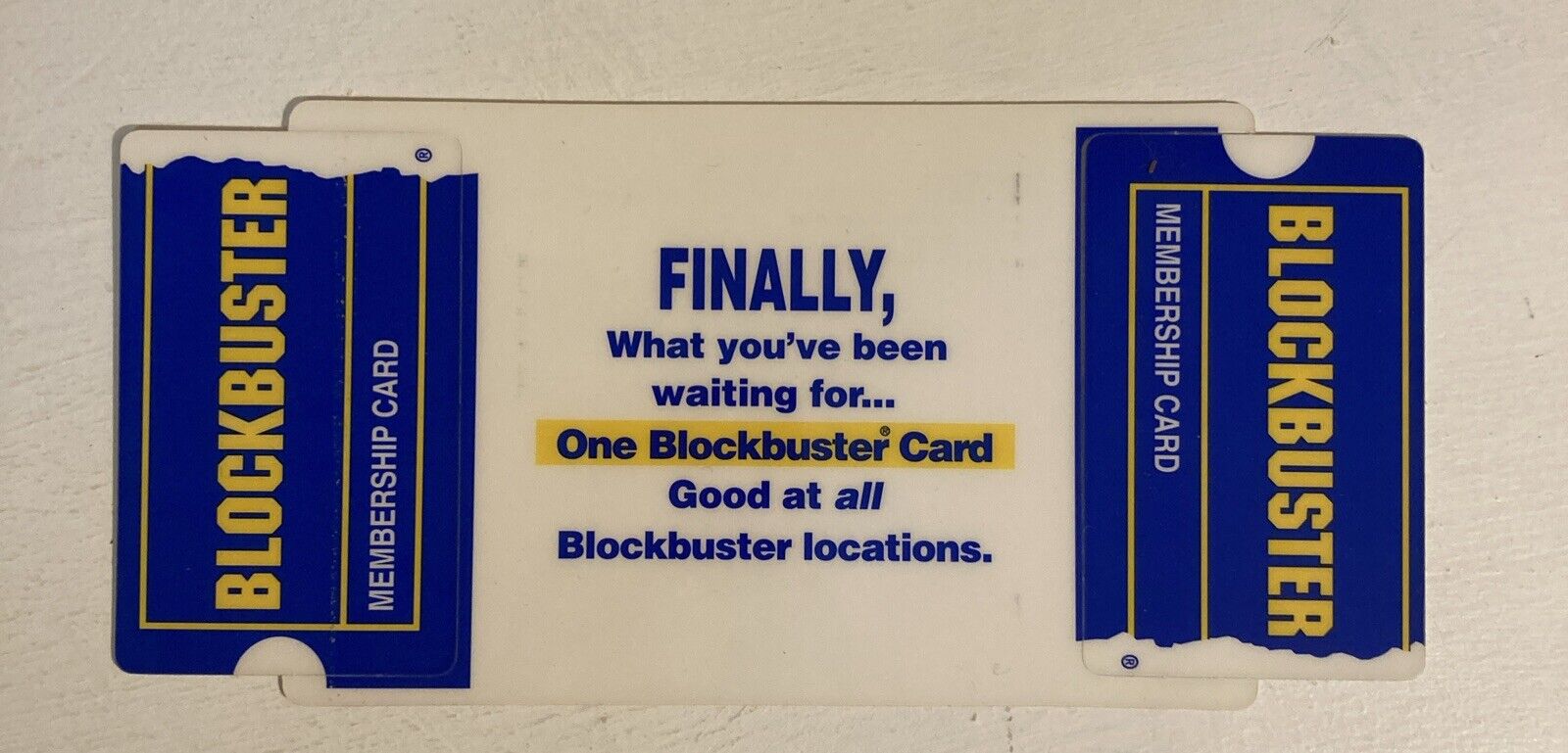 Blockbuster Vintage 2 Membership Card Mailer Not Used ( Right Card Is Loose)