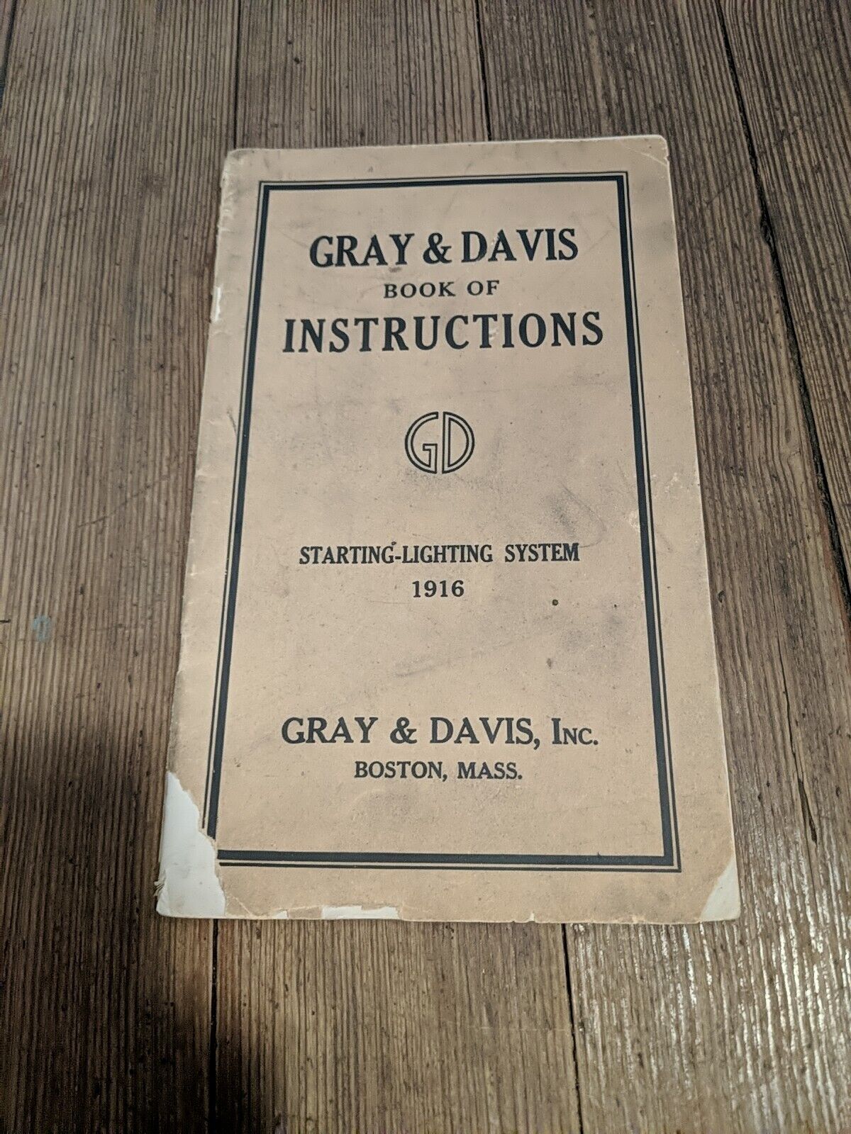 GRAY & DAVIS BOOK OF INSTRUCTIONS 1916 EARLY RARE AUTO STARTING-LIGHT. VTG RARE