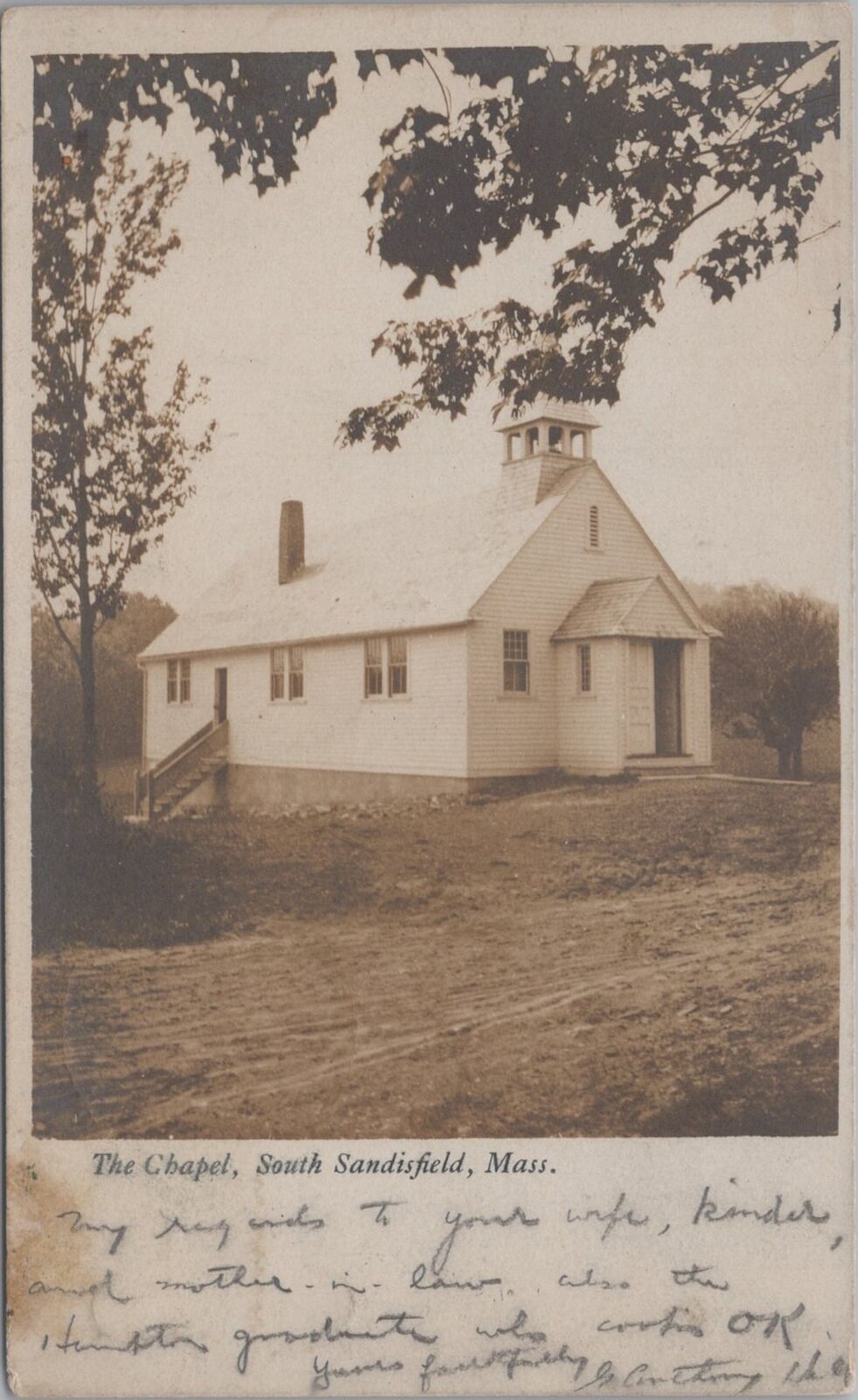 Chapel South Sandisfield Massachusetts New Marlboro 1909 RPPC Photo Postcard