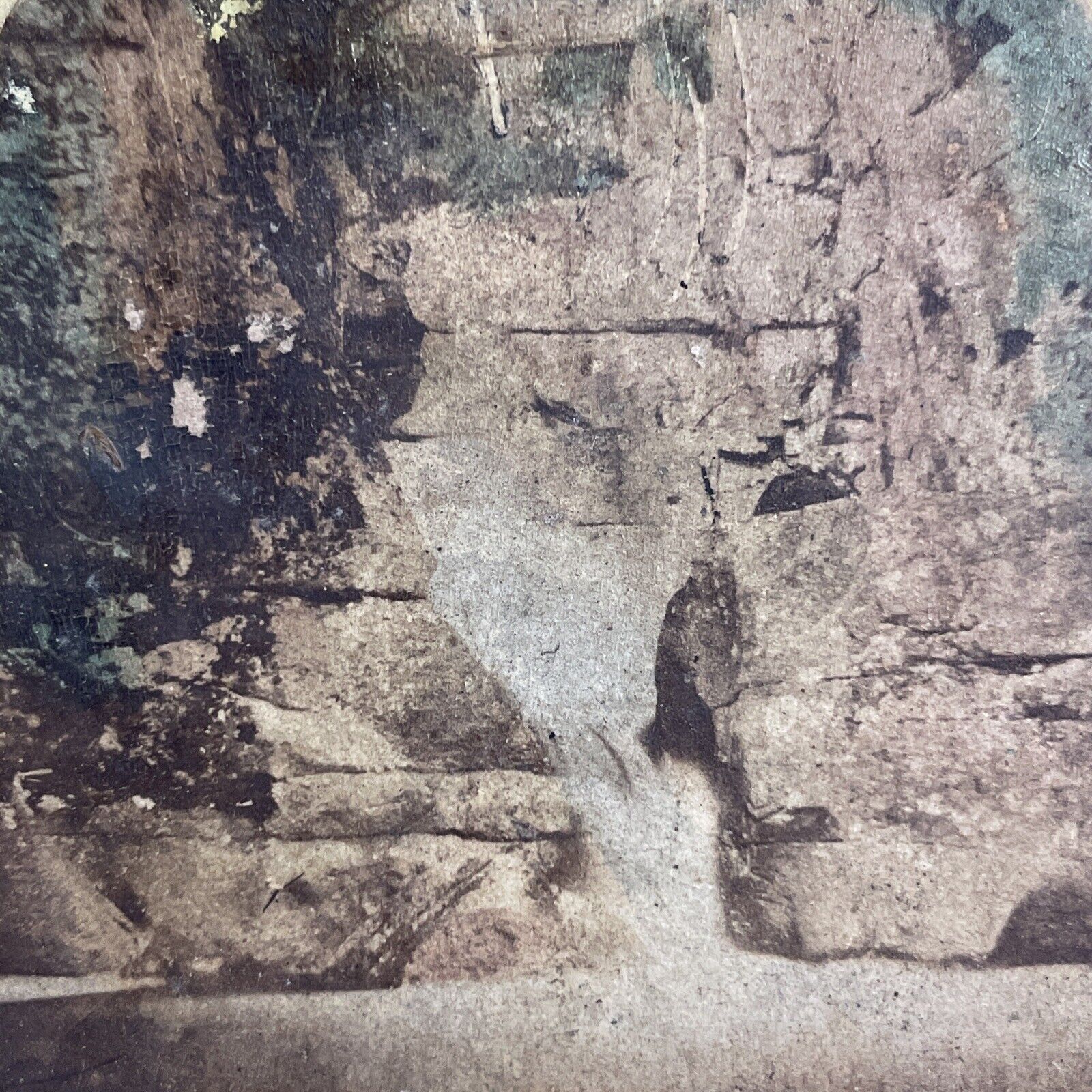 Antique 1850s Death At Bracklinn Bridge Couple Dies Stereoview Photo Card P4193