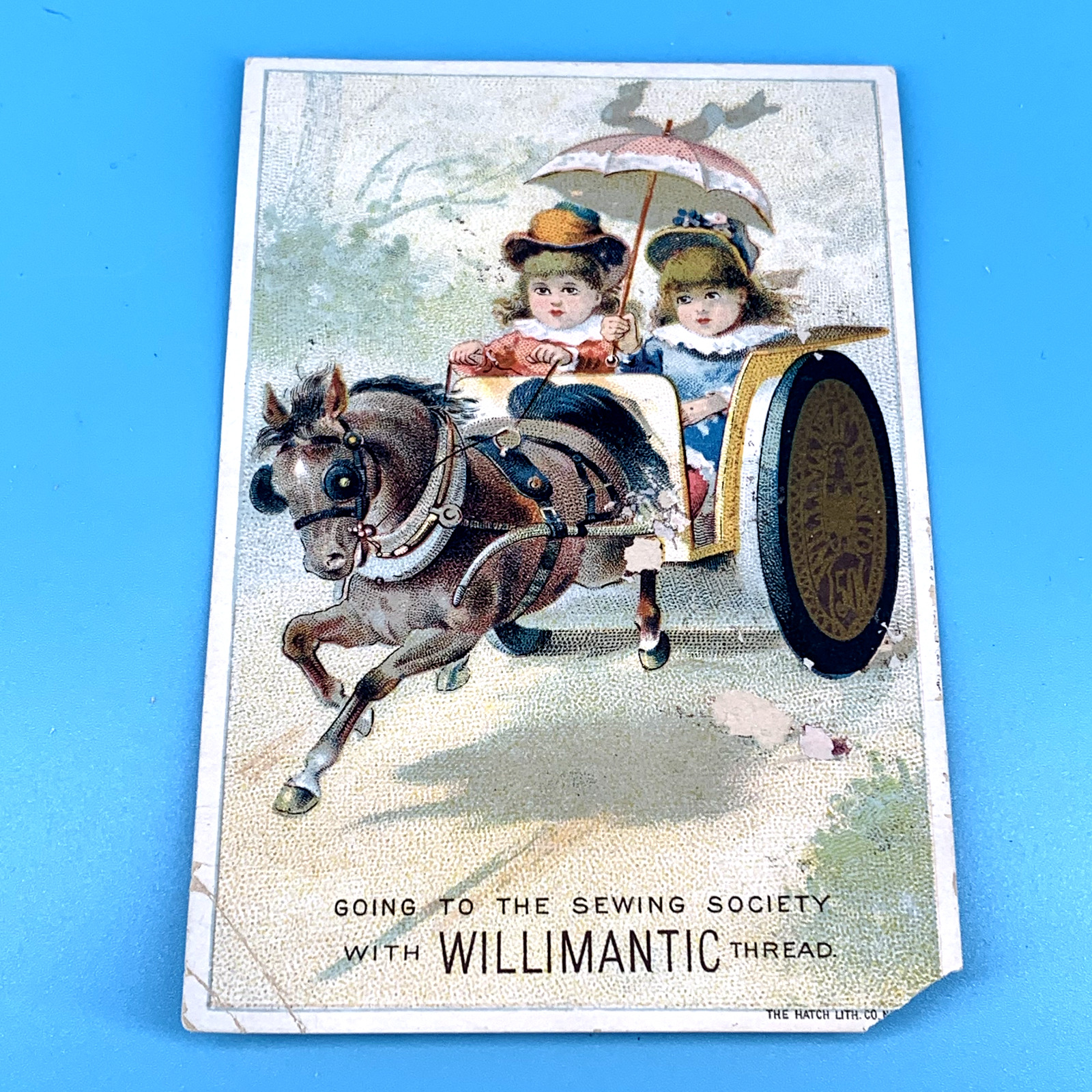 Antique Victorian Trade Card Willimantic Thread Six Cord Spool Cotton Ephemera