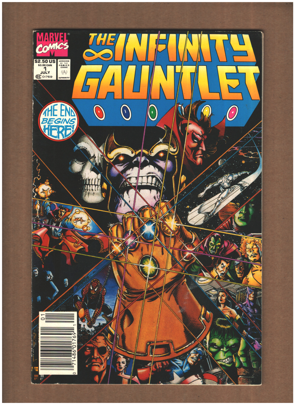 Infinity Gauntlet #1 Newsstand Marvel 1991 THANOS AVENGERS SILVER SURFER VF 8.0