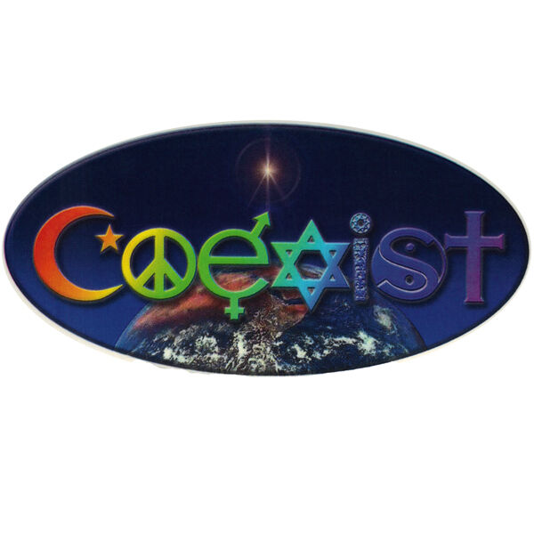 A113 Coexist Oval Rainbow Earth Decal Window Sticker