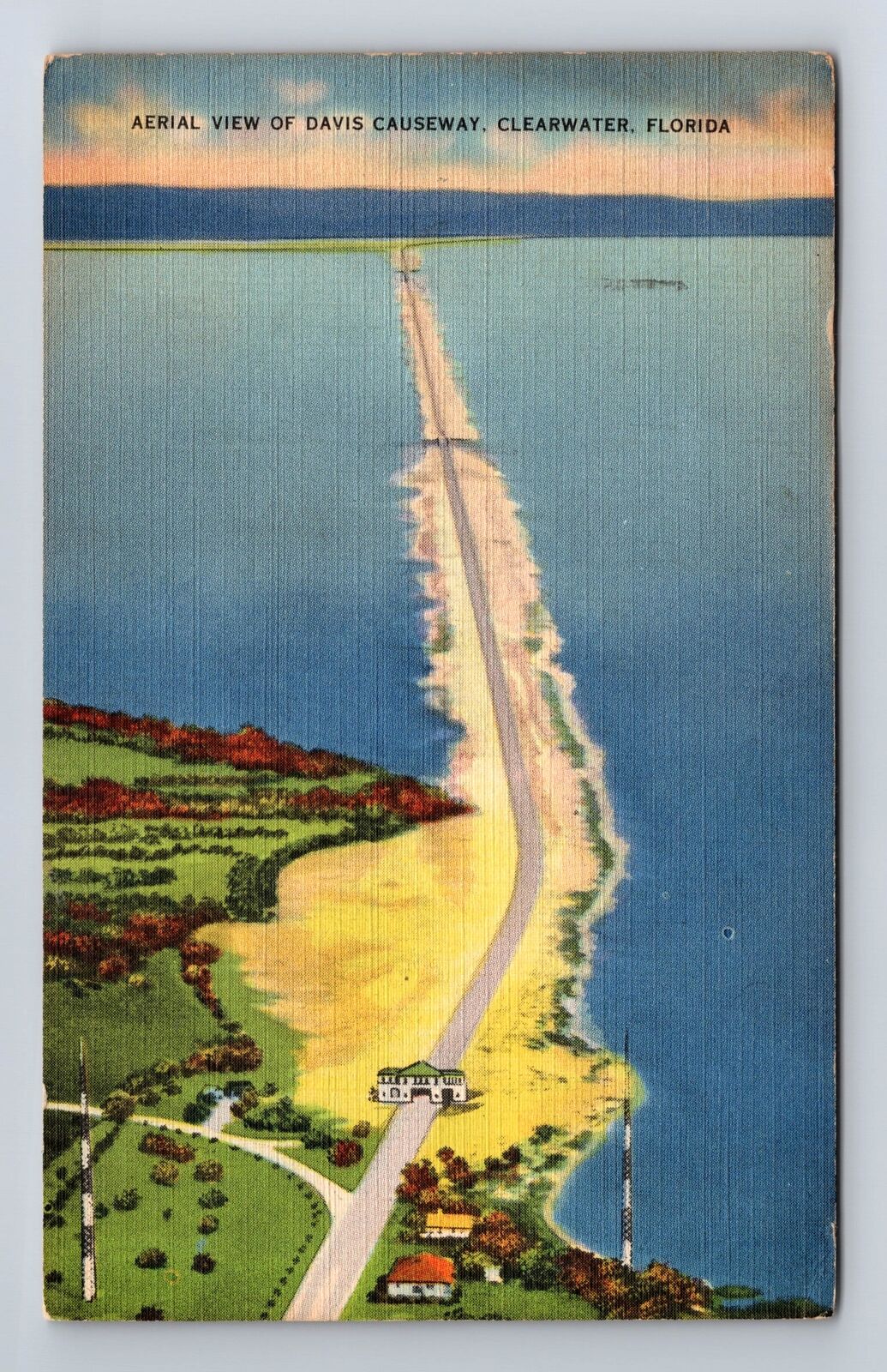 Clearwater FL-Florida, Aerial Of Davis Causeway, Antique Vintage c1939 Postcard