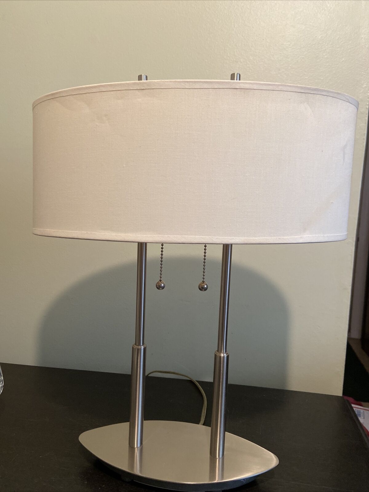 vintage modern retro oval ellipse lamp and shade dual pull chain 20\