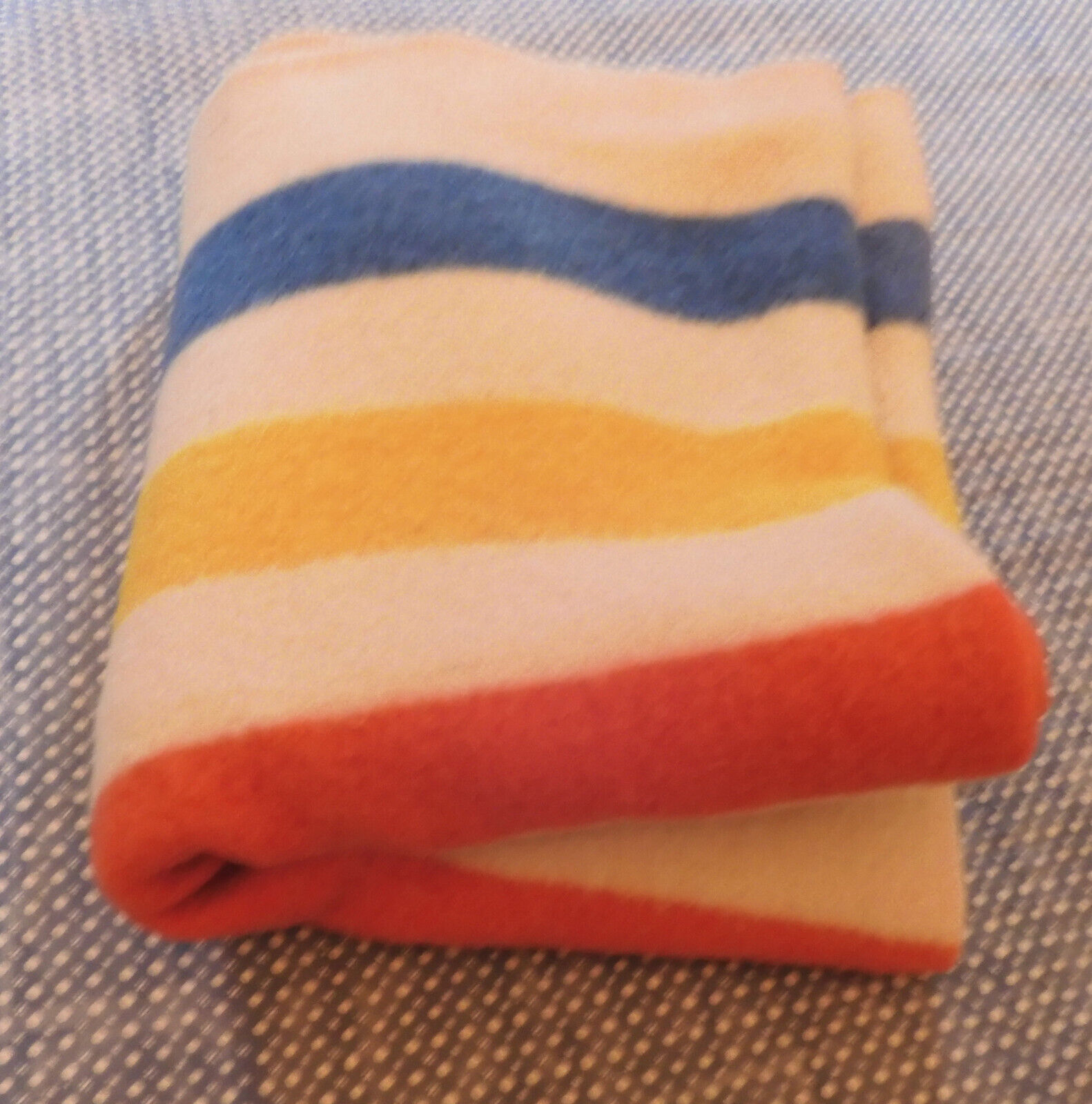 VTG Orrlaskan 100% Wool Felt Red~Blue~Yellow Striped Blanket  60\