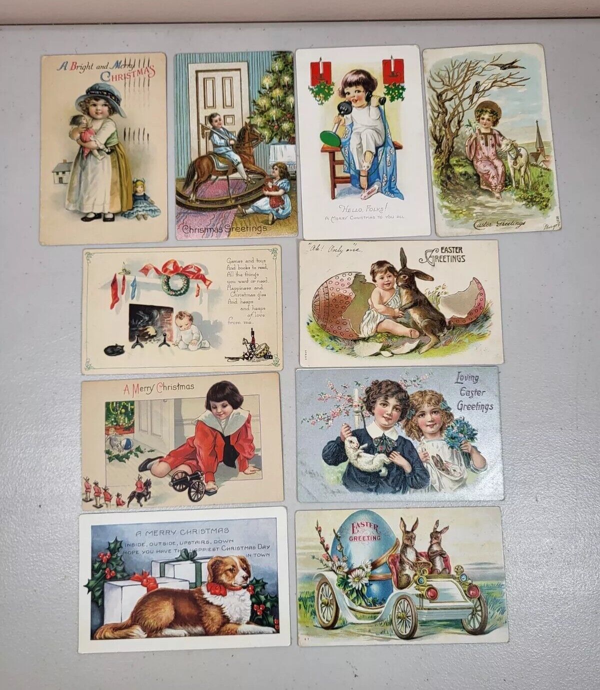 Lot of 10 Antique Christmas & Easter Post Cards Early 1900’s