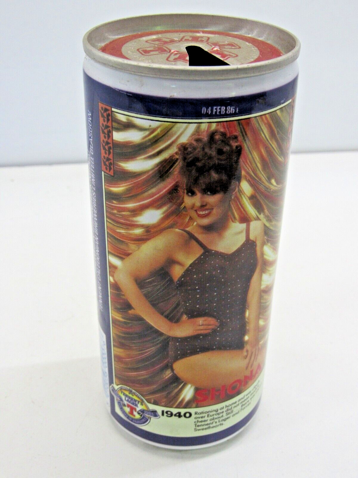 Vintage Tennent\'s Girls Larger Shona Beer Can Pull Tab #CN-23