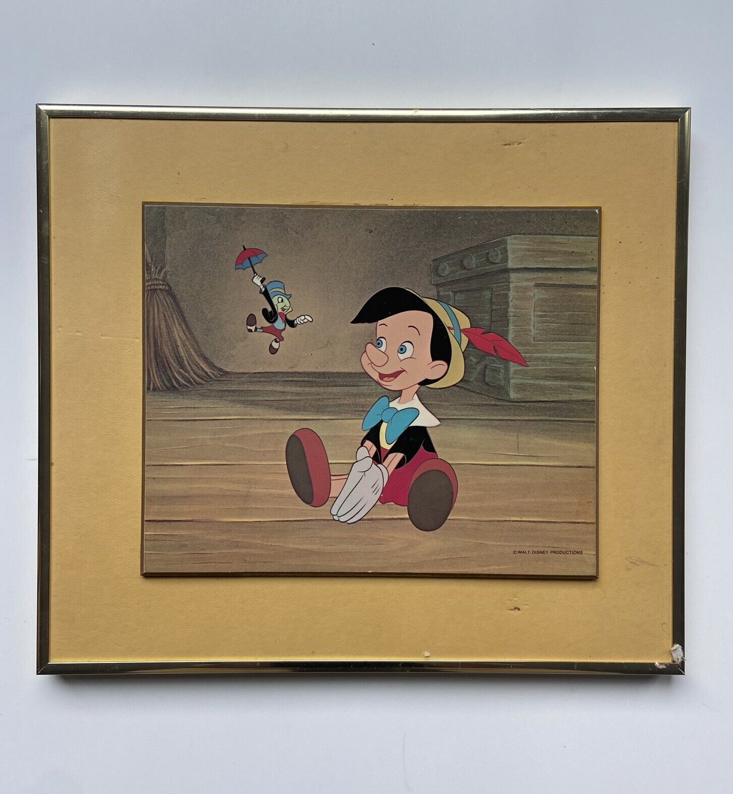Vintage Walt Disney Classics Pinocchio Framed Lithograph Print 12\