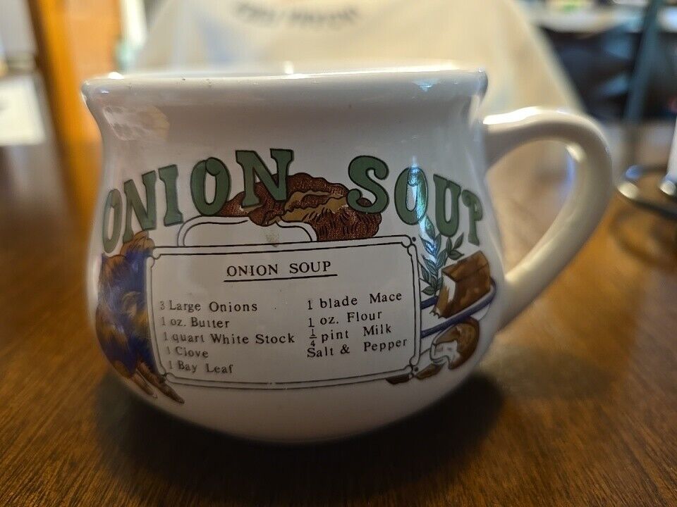 Vintage ONION SOUP RECIPE Handled MUG CUP BOWL