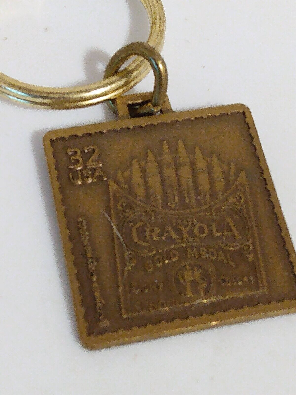 Crayola Replica 32 Cent Postage Stamp Metallic Keyring Charm