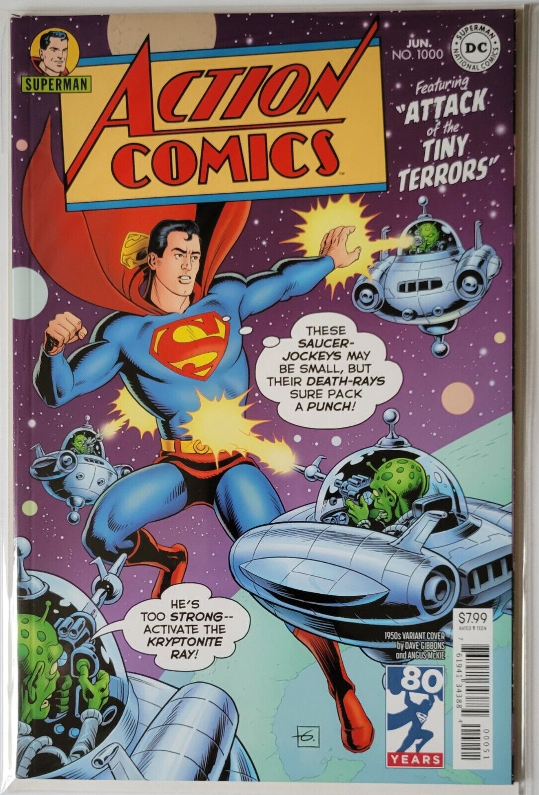 SUPERMAN ACTION COMICS #1000 GIBBONS 1950's VARIANT DC 2018 80th ANNIVERSARY NM