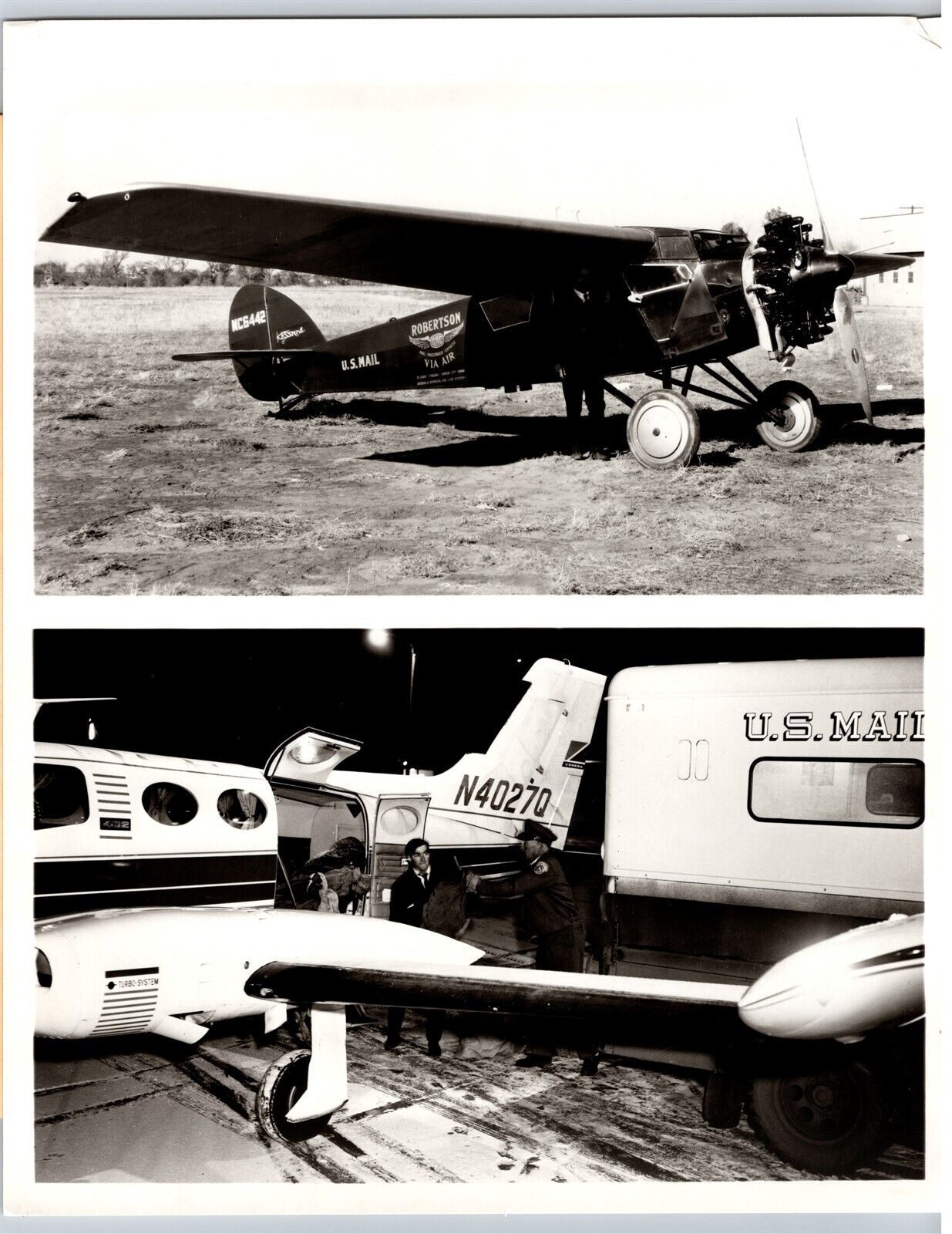 Airplane Cessna USPS 50th Anniversary 1st Airmail Flight B&W 8x10 Photo B4