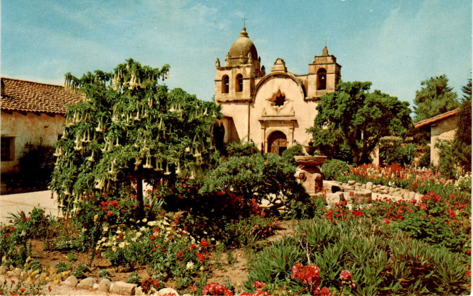 Carmel Mission, Carmel, California, June 3, 1770, beautiful gardens Postcard