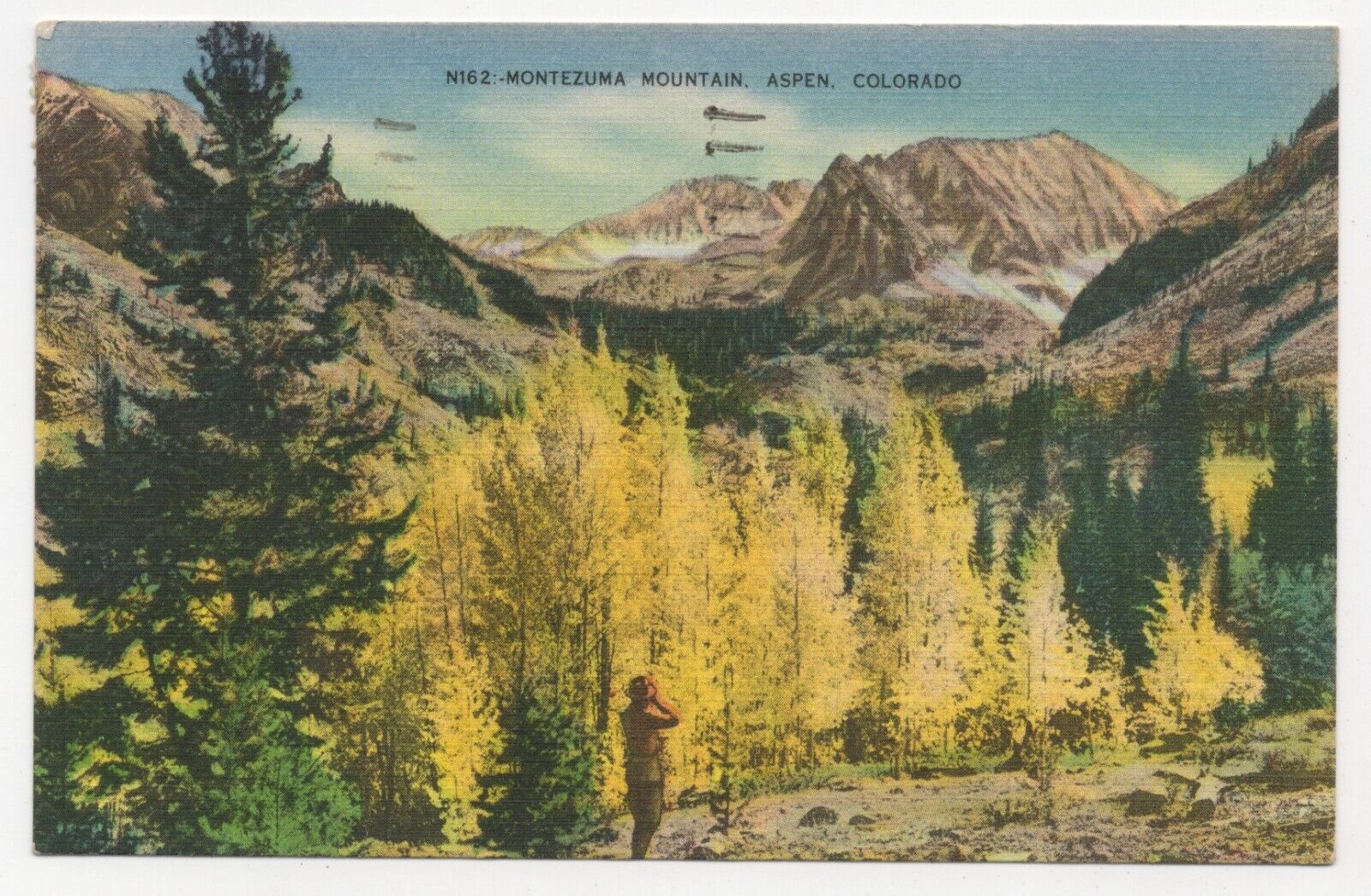 Montezuma Mountain Aspen Colorado Linen 1954 Posted Postcard