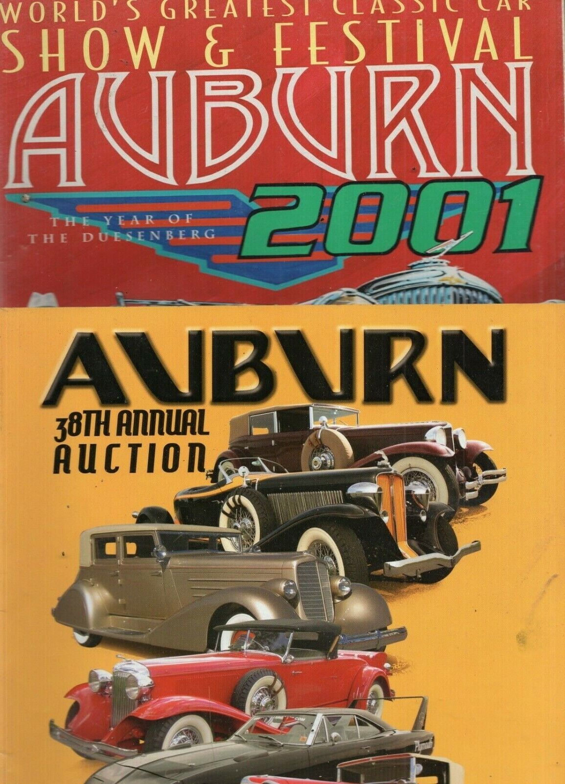 LOT OF 2 2001-2008 AUBURN CLASSIC CAR SHOW & FESTIVAL PROGRAM-AUCTION CATALOG