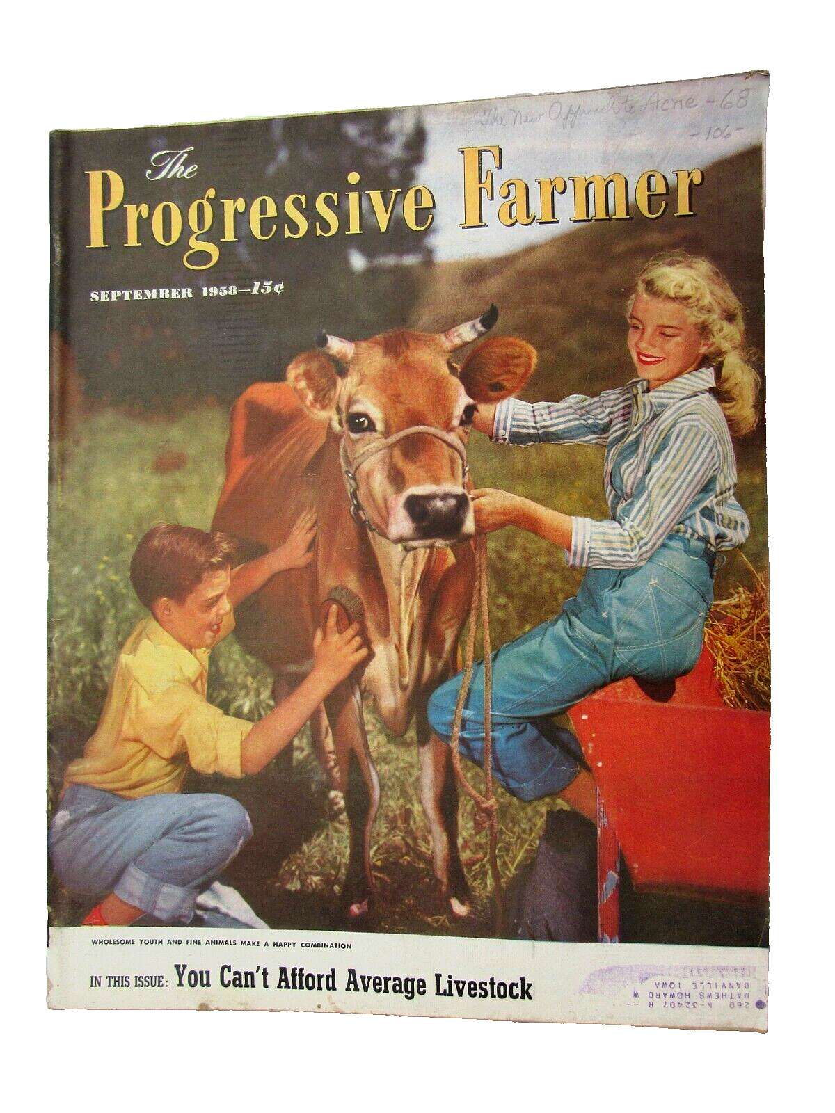 Progressive Farmer Magazine Sept. 1958 TEXAS Ed. You Can't Afford Average Stock